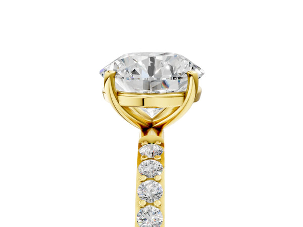 Yellow gold Round Cut Diamond Pavé Band Solitaire Ring with Four-Prong Setting_77