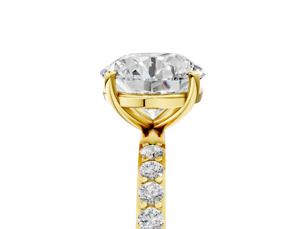 Yellow gold Round Cut Diamond Pavé Band Solitaire Ring with Four-Prong Setting_83