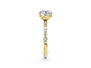 Yellow gold Round Cut Diamond Pavé Band Solitaire Ring with Four-Prong Setting_86