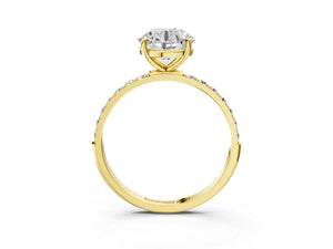 Yellow gold Round Cut Diamond Pavé Band Solitaire Ring with Four-Prong Setting_93